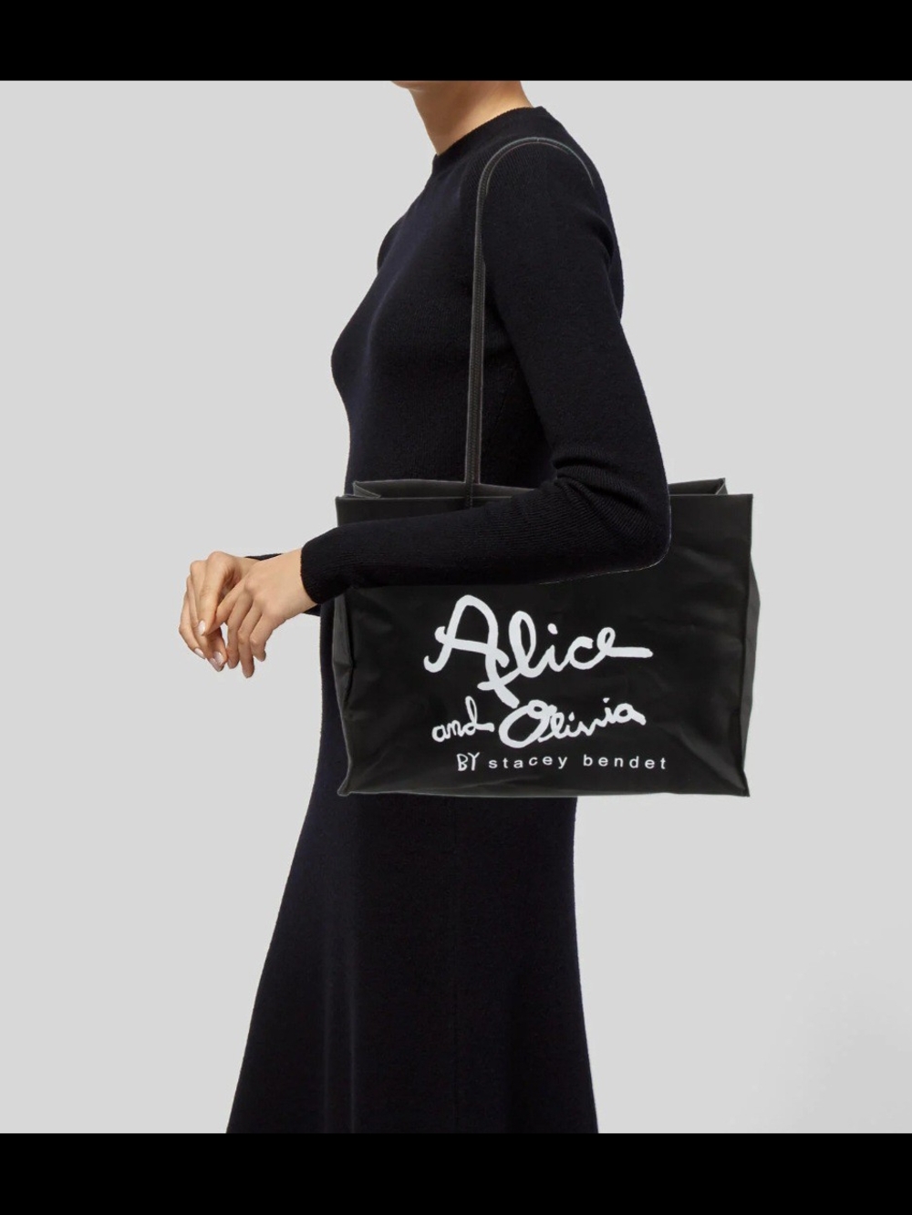 Alice + Olivia Black Logo Tote Bag